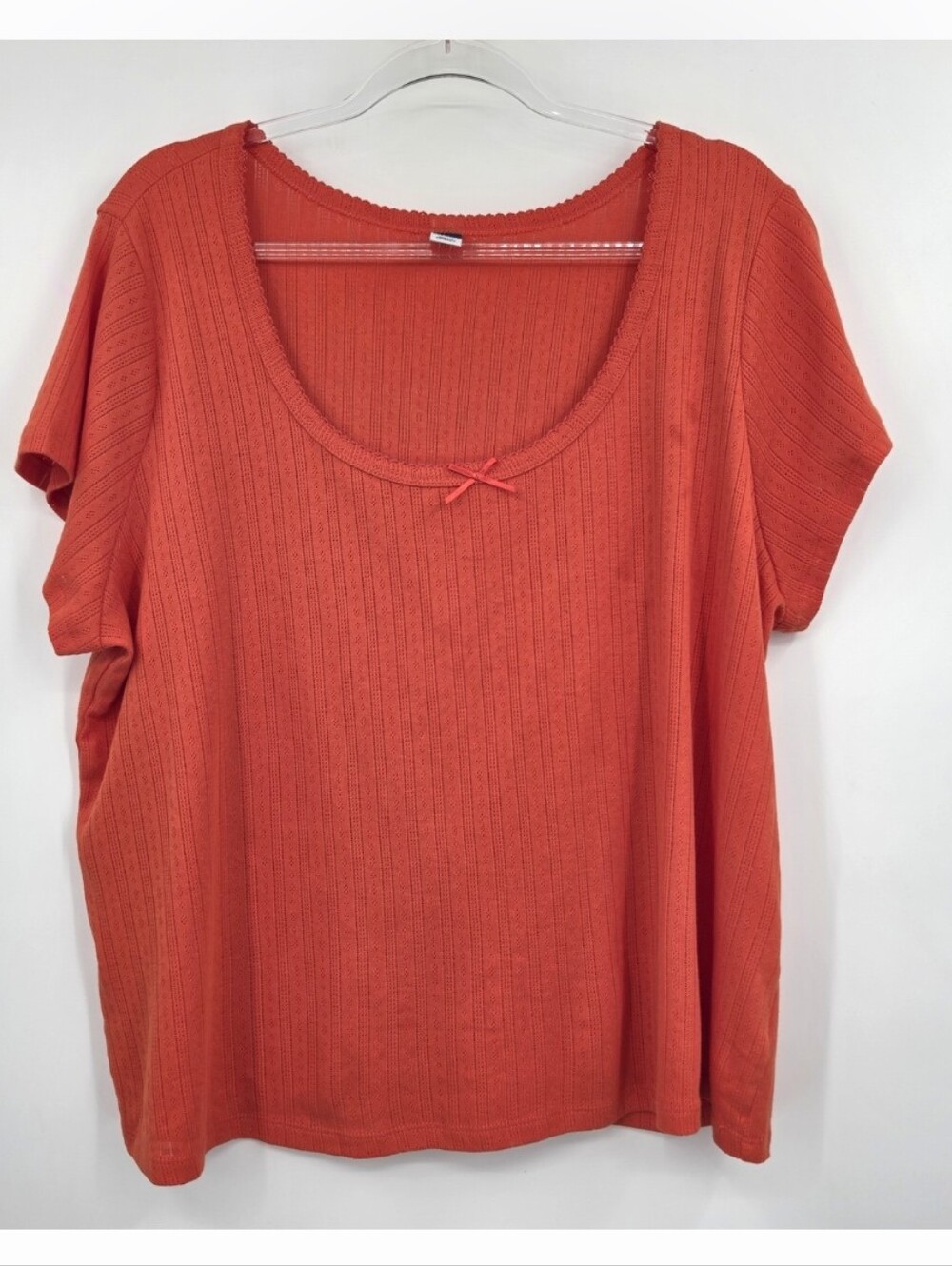 Old Navy Short Sleeve Pointelle Tee 3X Orange New Scoop Neck